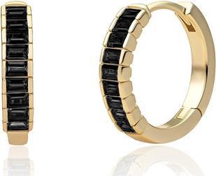 Image du produit Sparkling Jewels Sparkling Gold-Plated Earrings With Black Cubic Zirconias Eag23-Cz02