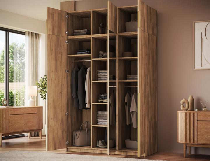 Produktbild ADRK Furniture Alera III mit Aufsatz – Drehtürenschrank (148 x 58 x 250 cm)