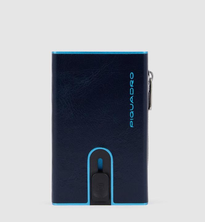 Actual product image Piquadro Blue Square - Compact wallet with sliding system and coin compartment