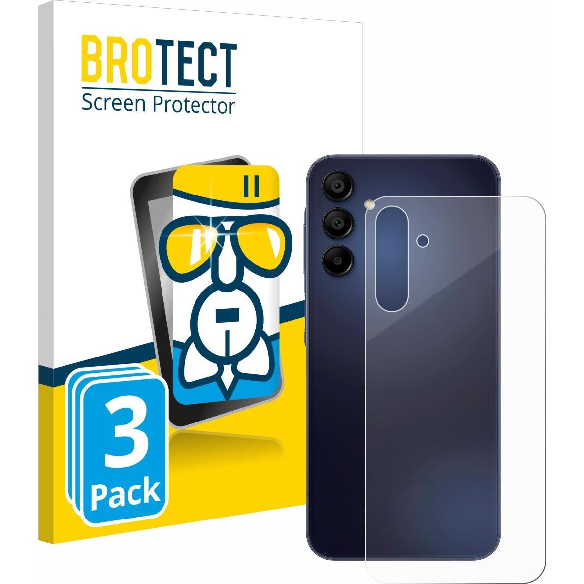 BROTECT AirGlass Panzerglasfolie (3 Stück, Samsung Galaxy A15), Smartphone Schutzfolie, Transparent