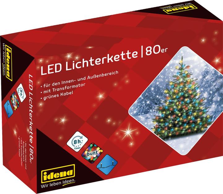 Actual product image Idena LED fairy lights 80 colourful, outdoor and indoor (0.19 m)