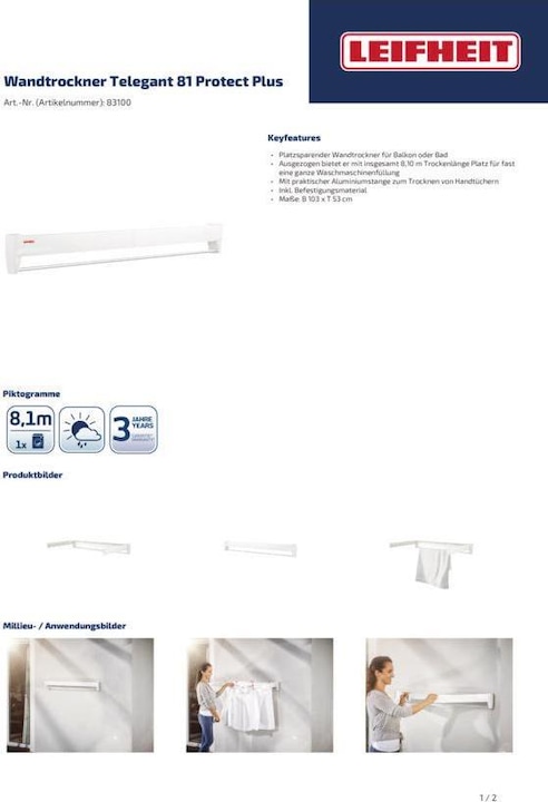 Actual product image Leifheit Telegant 81 (8.10 m)