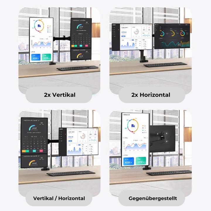 Produktbild Hermex Monitorarm 2 Monitore Doppel-Monitorhalterung Tischhalterung (Tisch, 8 kg)