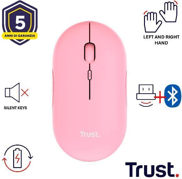 Actual product image Trust Mouse Puck Rechargeable Pink (Wireless)