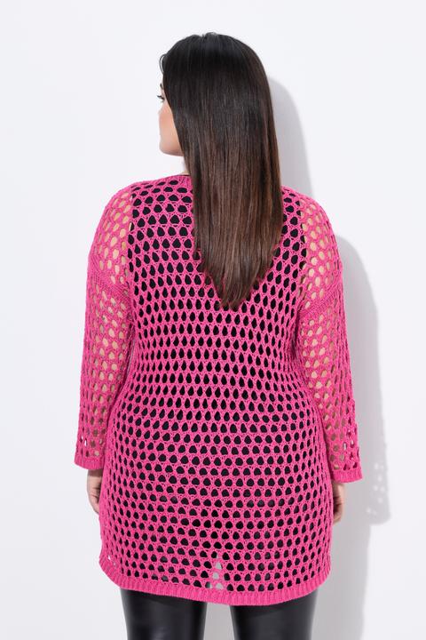 Actual product image Angel of Style 3/4-Sleeve Relaxed Fit Crew Neck Perforated Knit Star Sweater (48)