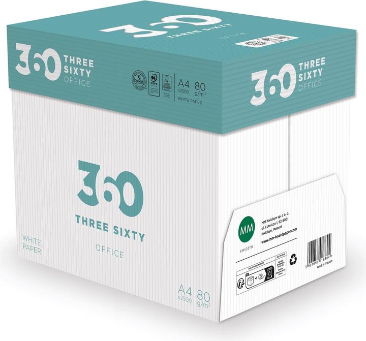 Immagine prodotto 360 Everyday Carta per fotocopie A4 per ufficio, bianca, 80 g/m², 1 pallet (80 g/m², 100000 x, A4)