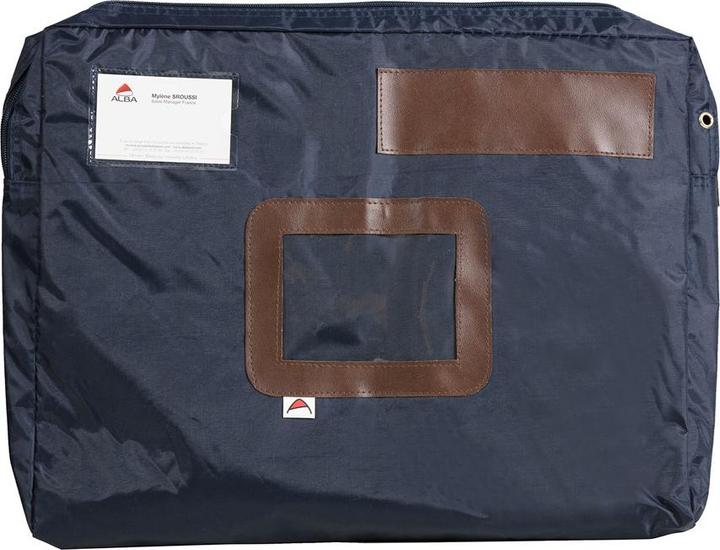 Actual product image Alba Bench bag "POCSOU B" with stretch pleat, made of nylon, blue zip, sender window, dimensions: (W)420 (1 x)