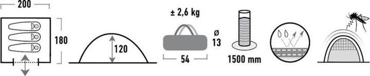 Productafbeelding High Peak Koepeltent Bever 3 (Koepeltent, 2.60 kg, 3 personen)
