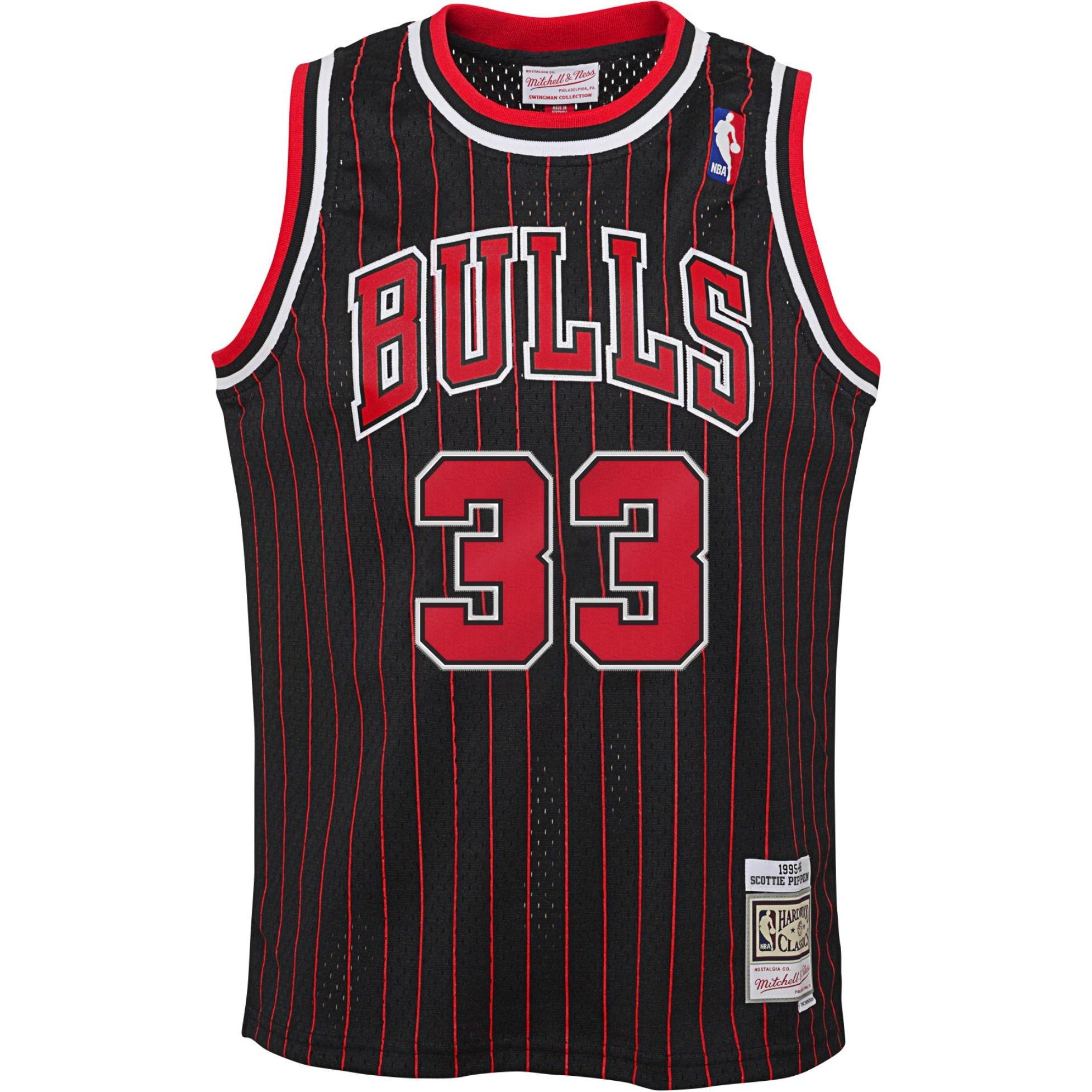 Mitchell & Ness, Jungen, Sportshirt, Swingman Jersey Chicago Bulls 9596 Pippen (140, 146), Schwarz, 140, 146