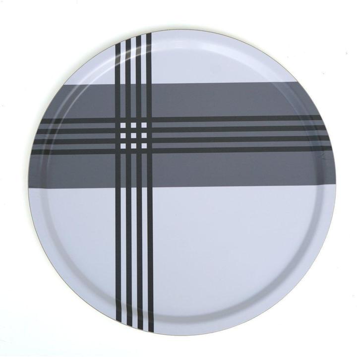 Produktbild Born in Sweden Rundes Tablett Birkenschichtholz Cross Thin Grey 46 cm