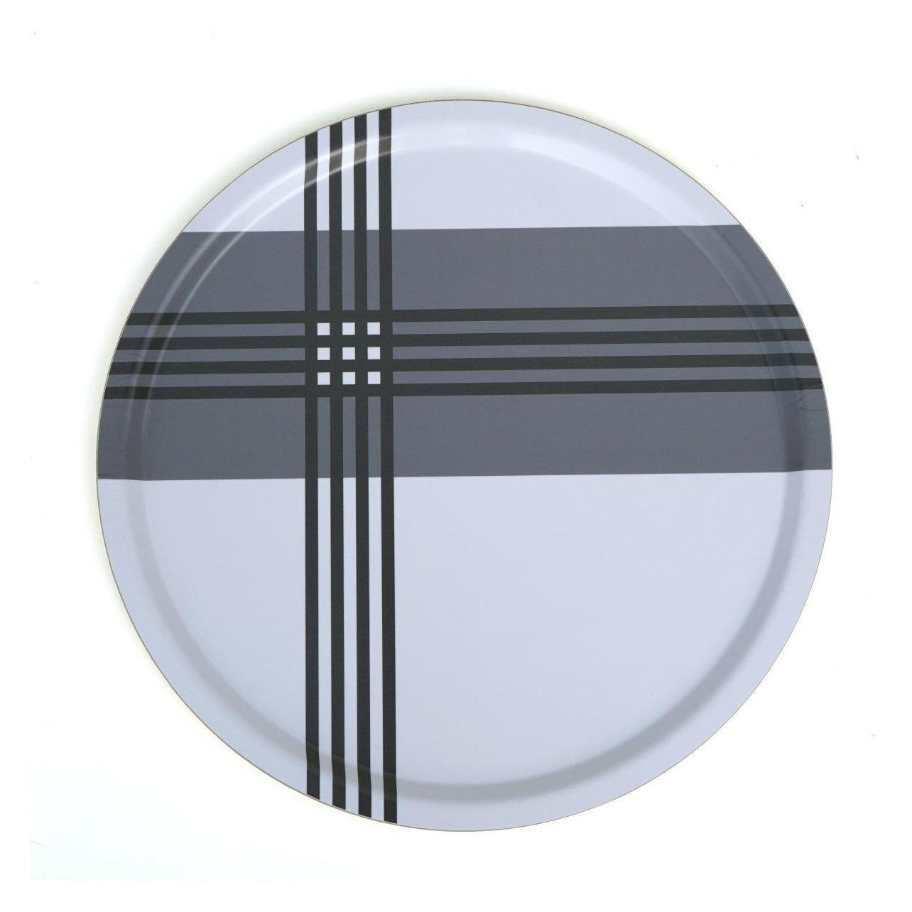 Born in Sweden, Vassoio, Rundes Tablett Birkenschichtholz Cross Thin Grey 46 cm