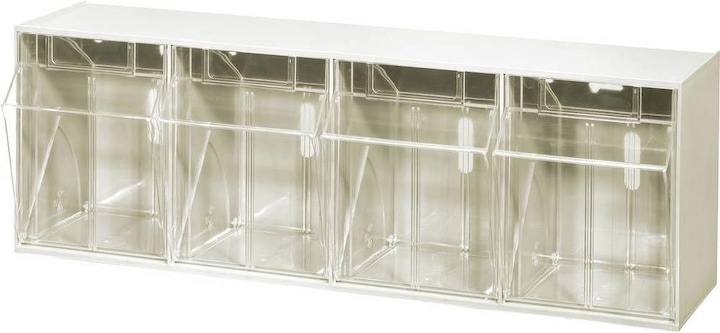 Produktbild Allit Klappkasten Magazin VarioPlus ProFlip 4, weissKlappschüttenmagazin, PS.4 entnehmbare Schütten (60 x 24 x 20 cm)