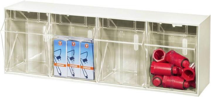 Actual product image Allit Hinged tray magazine VarioPlus ProFlip 4, whiteHinged tray magazine, PS.4 removable trays (60 x 24 x 20 cm)