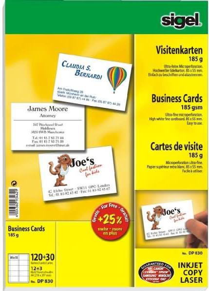 Immagine prodotto Sigel Biglietti da visita MP (185 g/m², 150 x, A4)