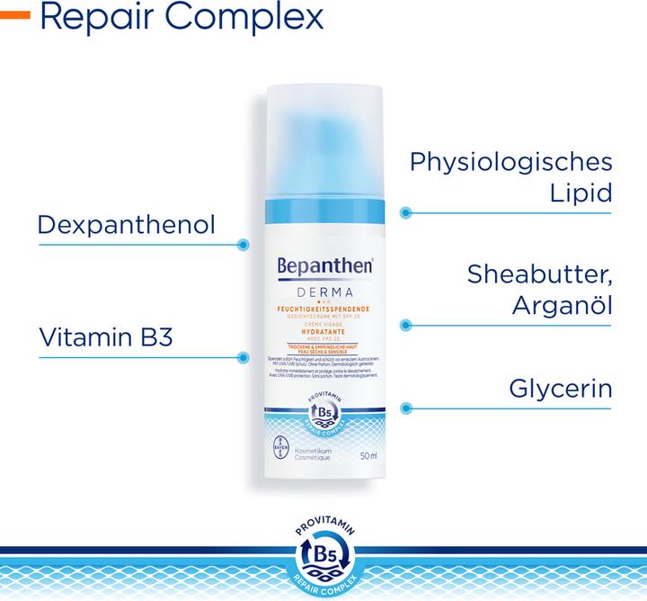 Actual product image Bepanthen Derma Moisturising face cream with SPF 25 (50 ml, 24h cream, SPF 25)
