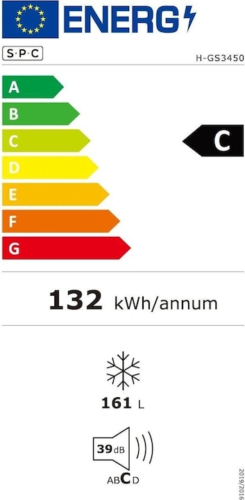 Label énergétique SPC H-GS3450 Inox (Autonome, 161 l)