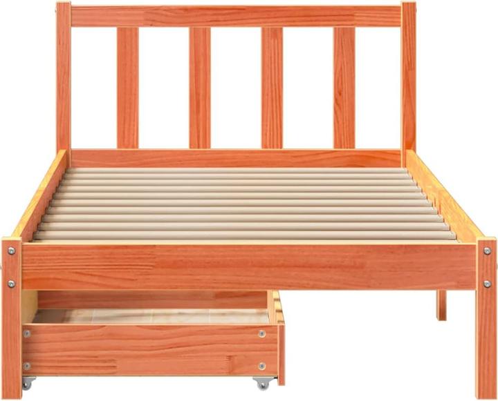 Produktbild VidaXL Massivholzbett Holzbett Bett Doppelbett mit Schubladen 135x190cm Kiefer (135 x 190 cm)