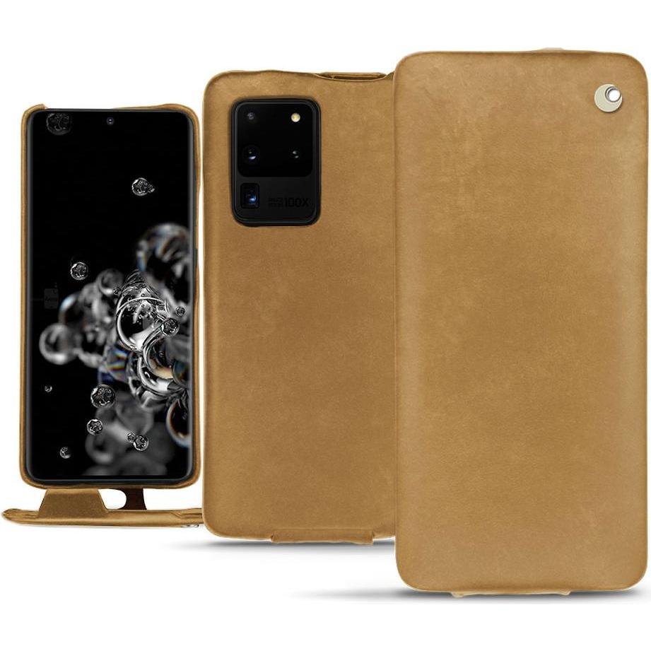 Noreve Lederschutzhülle vertikal (Samsung Galaxy S20 Ultra 5G), Smartphone Hülle, Braun