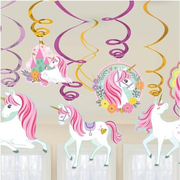 Actual product image Amscan Spirals Magical Unicorn (9 Piece)