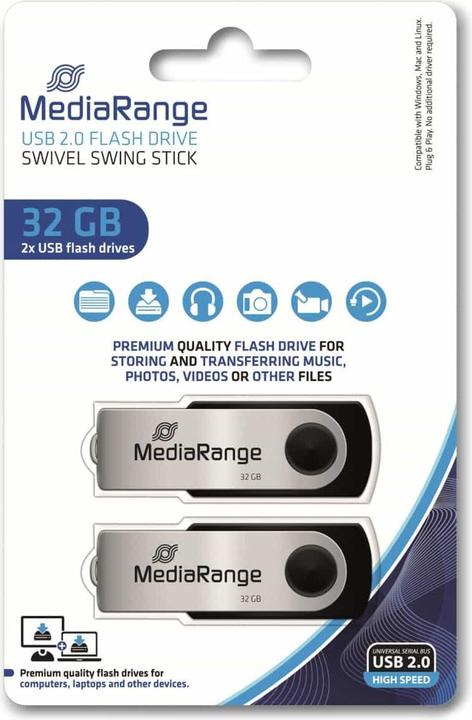 Actual product image MediaRange ge USB memory stick, 32GB 32GB, pack of 2 (32 GB, USB-A)