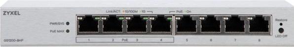 Actual product image Zyxel GS1200-8HPV3 8-Port Gigabit PoE+ web/smart managed (8 ports)