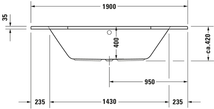 Produktbild Duravit Sechseckbadewanne D-Code 90 x 190 cm weiss glatt 700138000000000 (140 l, 190 cm, 90 cm)