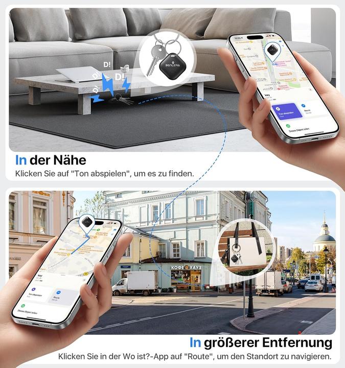 Produktbild Benlera Smart Tag Schlüsselfinder im 4er-Pack für iOS (iOS)