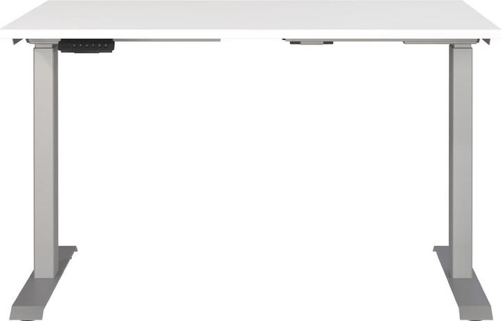 Produktbild Germania JET höhenverstellbarer Schreibtisch weiss rechteckig, T-Fuss-Gestell silber 120,0 x 80,0 cm (120 x 72 cm)