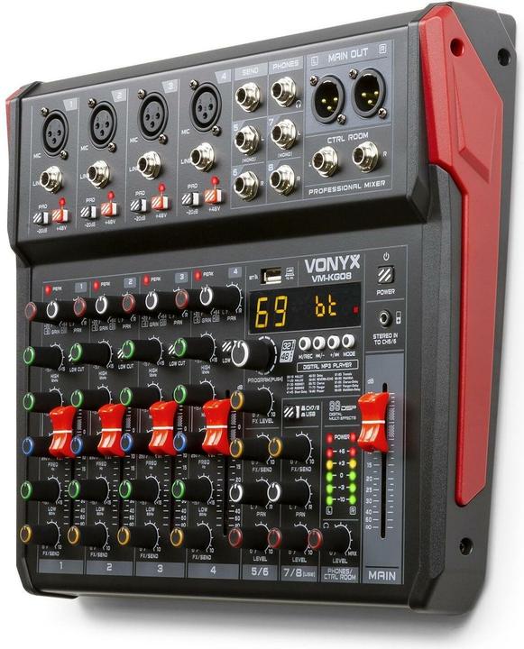 Immagine prodotto Vonyx VM-KG08 - Interfaccia audio a 8 canali con Bluetooth, DSP, lettore mp3 e USB (Mixer da studio e live)