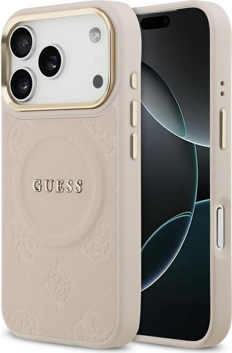 Guess PU Leather Peony Pattern Case für Apple iPhone 17 Pro - pink (Apple iPhone 17 Pro)