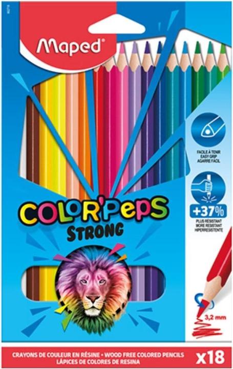 Actual product image Maped Triangular coloured pencil COLOR'PEPS STRONG, box of 18 (18 x)