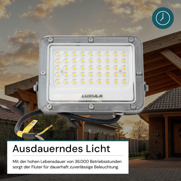Produktbild Luxula LED-Fluter, EEK: E, 30W, 3900lm, 4000K, IP65, grau (3900 lm, IP65)