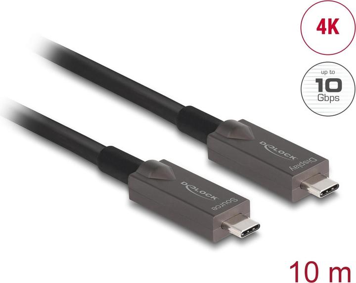 Produktbild Delock Aktives Optisches USB-C™ Video + Daten + PD Kabel 10 m (10 m, USB 3.2 Gen 2)
