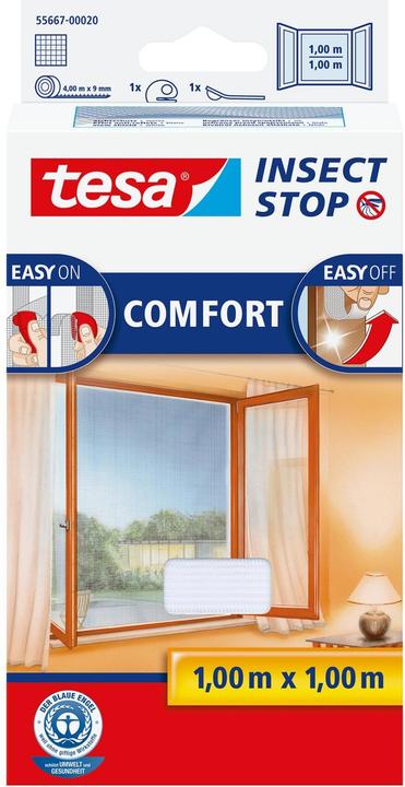 Actual product image tesa Insect screen COMFORT for windows, with Velcro tape, self-adhesive, without drilling (100 x 100 cm)