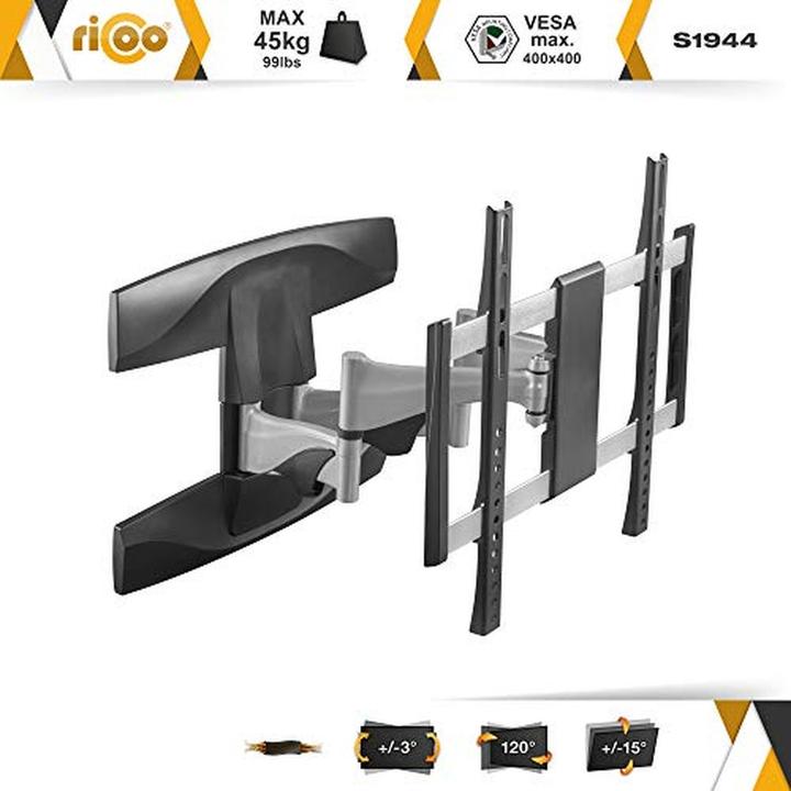 Produktbild Ricoo Universeller TV-Wandhalter schwenk- und neigbar mit VESA 400x400 mm (Wand, 65", 45 kg)