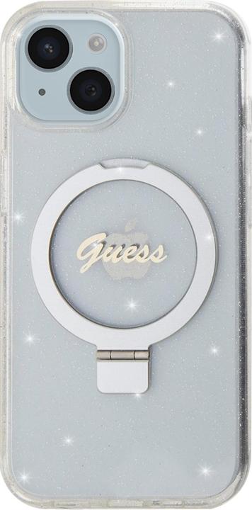 Produktbild Guess GUHMP15MHRSGSD iPhone 15 Plus 6.7" przezroczysty/transparent hardcase Ring Stand Script Glitte (Apple iPhone 15 Plus)