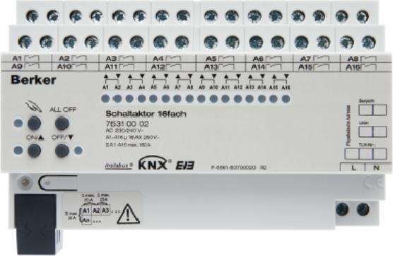 Actual product image Berker Switch actuator KNX REG 8TE 16Output 16A 3000W (Switch actuator)
