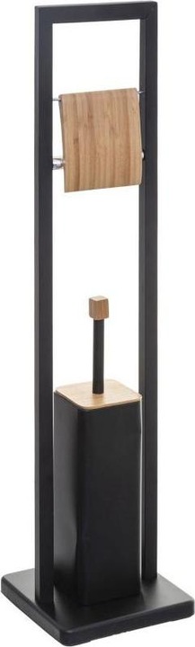 Image du produit 5Five Distributeur de papier toilette avec brosse pour toilettes - noir / bambou
