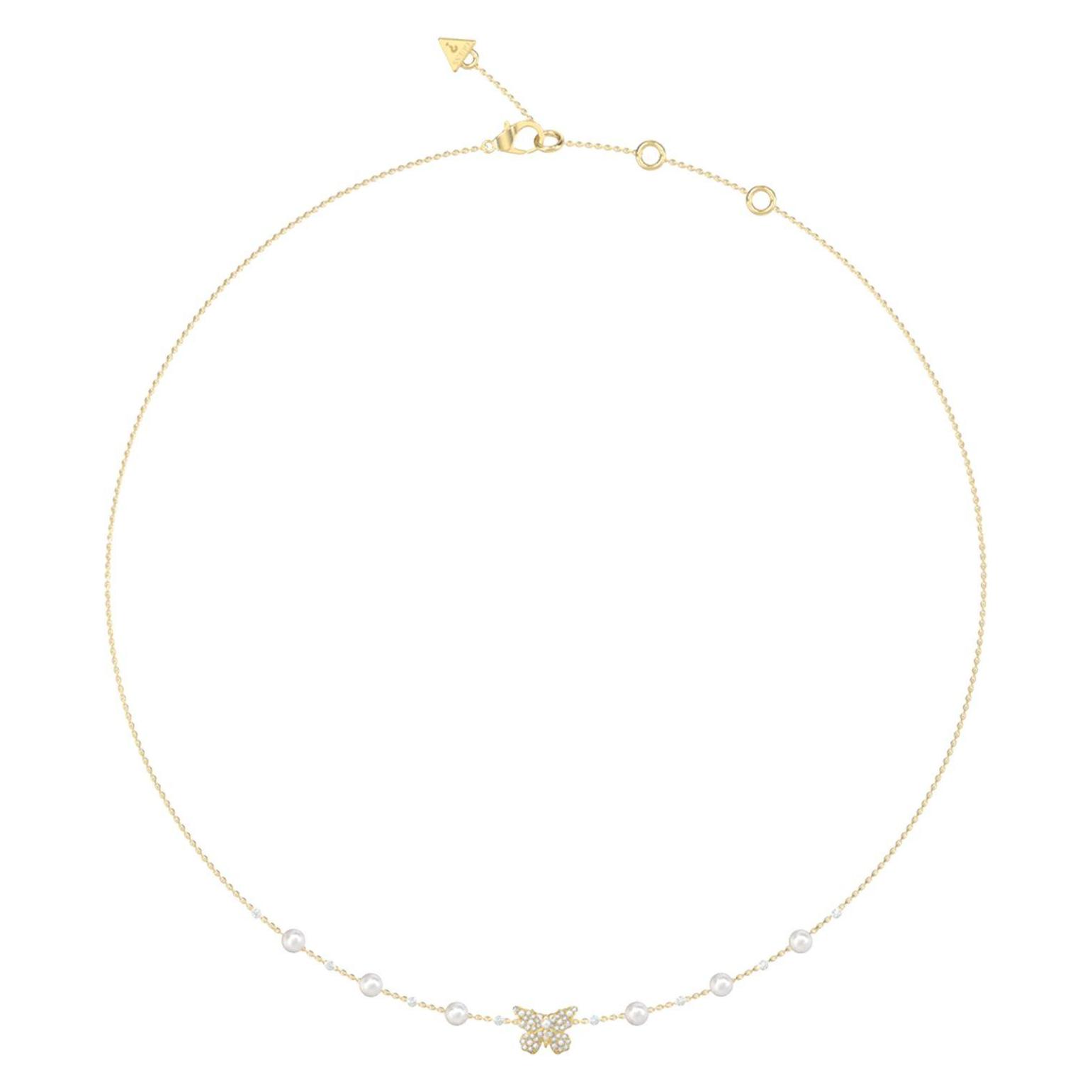 Guess, Halsschmuck, Borboleta 16-18" Pave Borboleta Necklace, (Edelstahl, Glas, Palladium)
