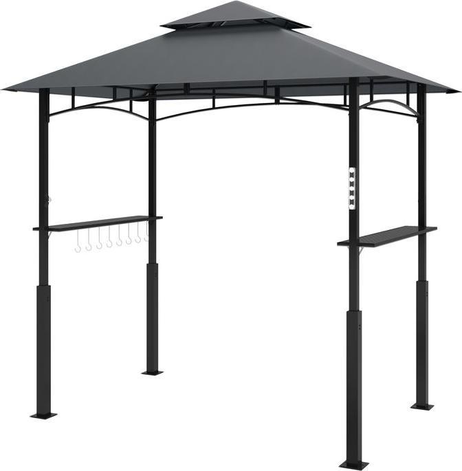 Immagine prodotto Swisshandel24 Grillpavillon mit LED 243x148x248 cm wasserdicht flammhemmend Grillzelt, Grau (243 cm, 148 cm)
