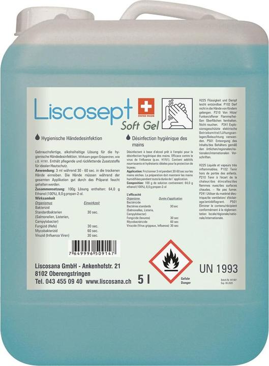 Image du produit Liscosept Soft Gel désinfectant des mains gel (5000 ml)