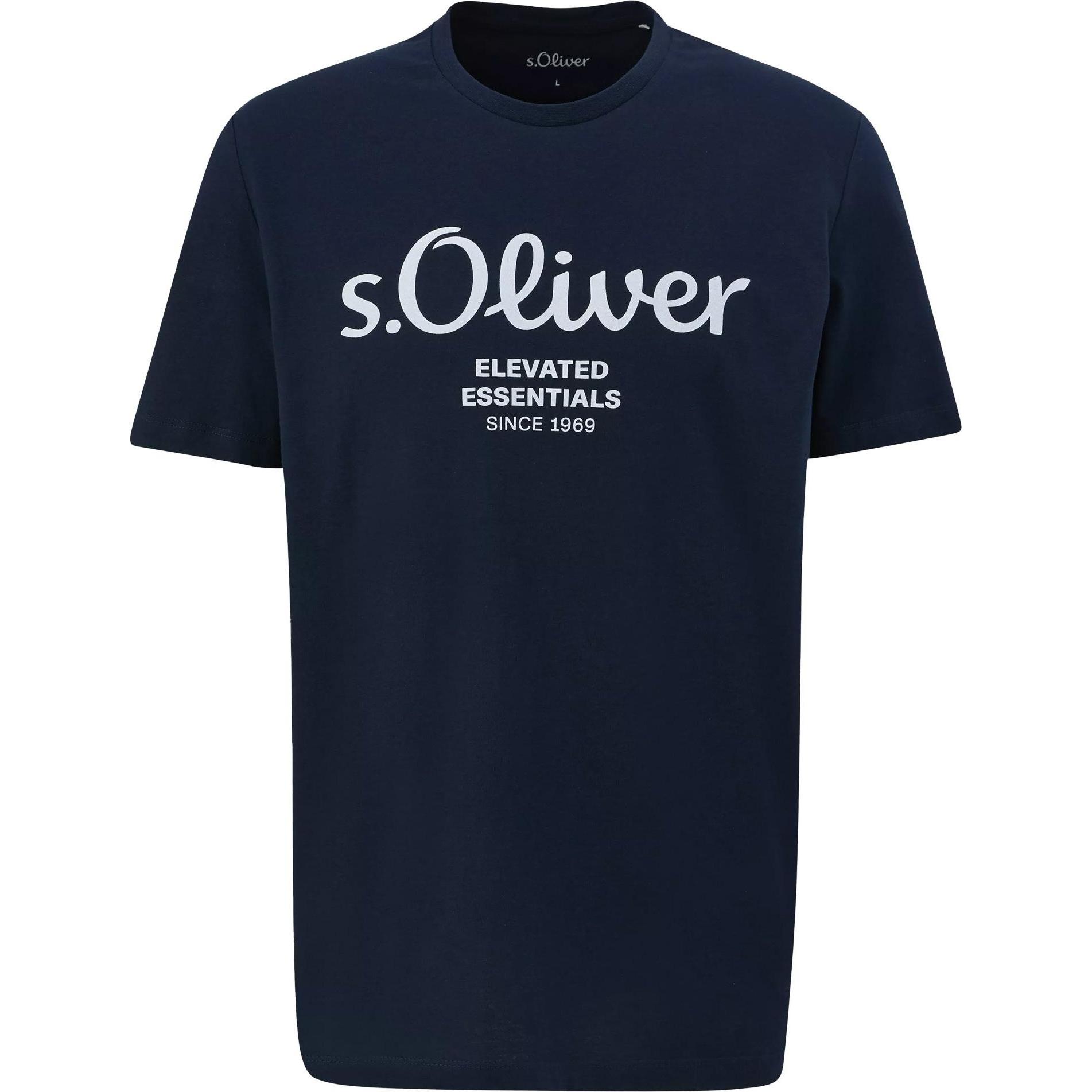 S.Oliver, Herren, Shirt, T-Shirt Casual Bequem sitzend Logo T-Shirt, Blau, (S)
