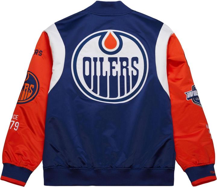 Actual product image Mitchell & Ness M&N Heavyweight Satin Jacket NHL Edmonton Oilers - L (L)