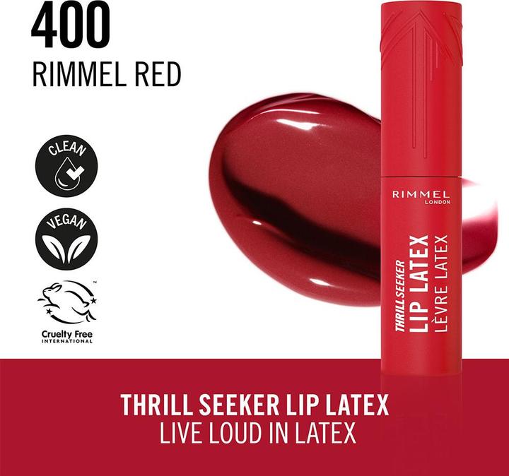 Produktbild Rimmel London Rimmel Thrill Seeker Lip Latex 400 Rimmel Red Ultra-Smooth Finish (400 Rimmel Red)