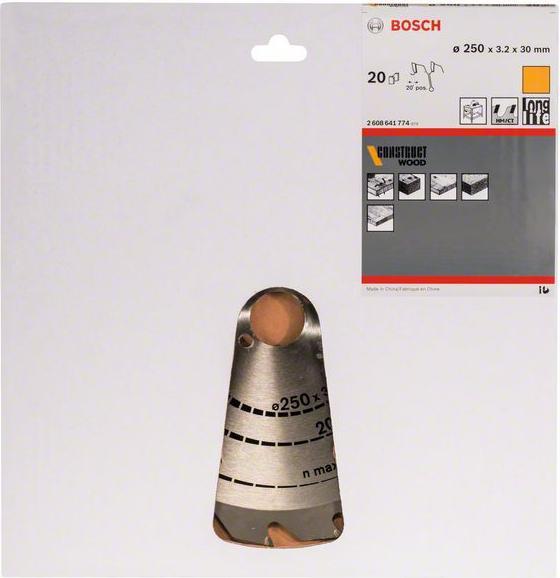 Produktbild Bosch Professional Zubehör PRO Construct Wood Kreissägeblatt, 250 x 3,2 x 30 mm