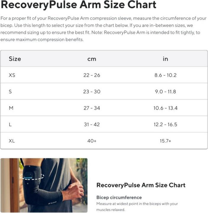 Actual product image Therabody RecoveryPulse Arm Sleeve - XS (Single)
