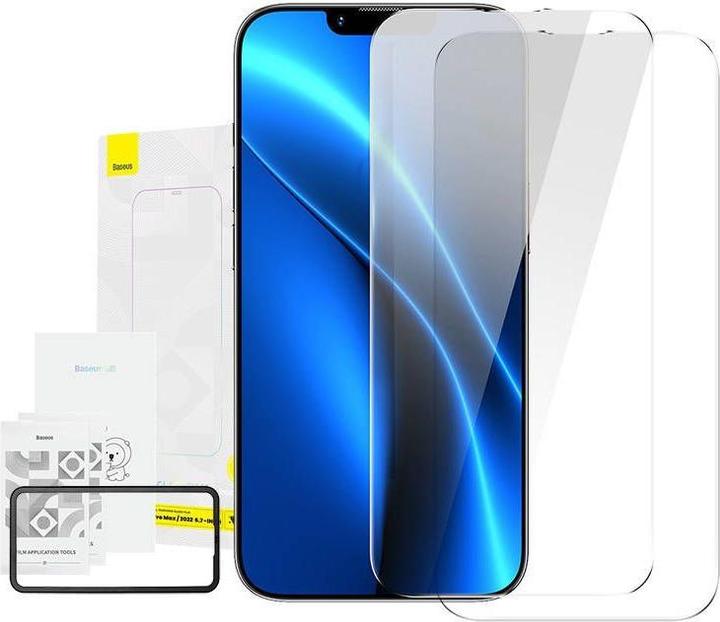 Image du produit Baseus Tout-verre Crystal Tempered Glass EasyStick Film iP14 (Pack de 2) (2 pcs, Apple iPhone 13 Pro Max, Apple iPhone 14 Plus)