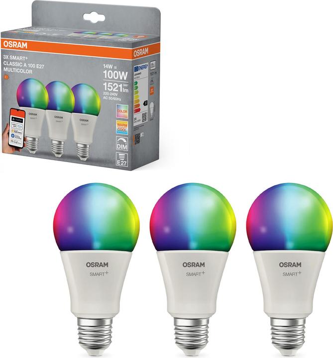 Osram SMART+ MATTER Classic A100 14W 827...865 Multicolor E27 TRIPLE PACK (E27, 1521 lm, 3x)