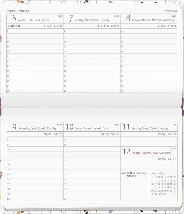 Actual product image Alpha Edition Ladytimer Pad Flower Field 2025 pocket calendar, 15,6x9cm, calendar with 128 pages (1 month / 1 page)