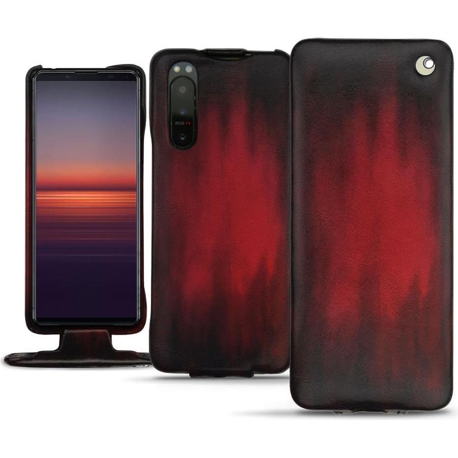 Noreve Lederschutzhülle vertikal (Sony Xperia 5 II), Smartphone Hülle, Rot